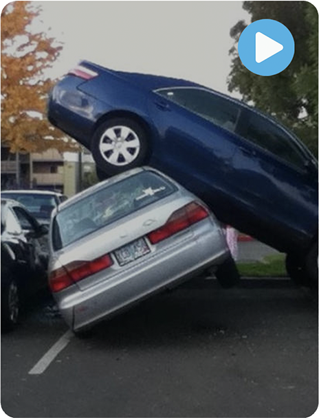 Funny parking fails cars piled up in a parking lot
