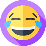 emoji crying laughing face in a purple circle