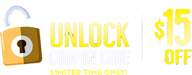 unlocked pad lock sign up to unlock coupon code limited time warranty $15 off